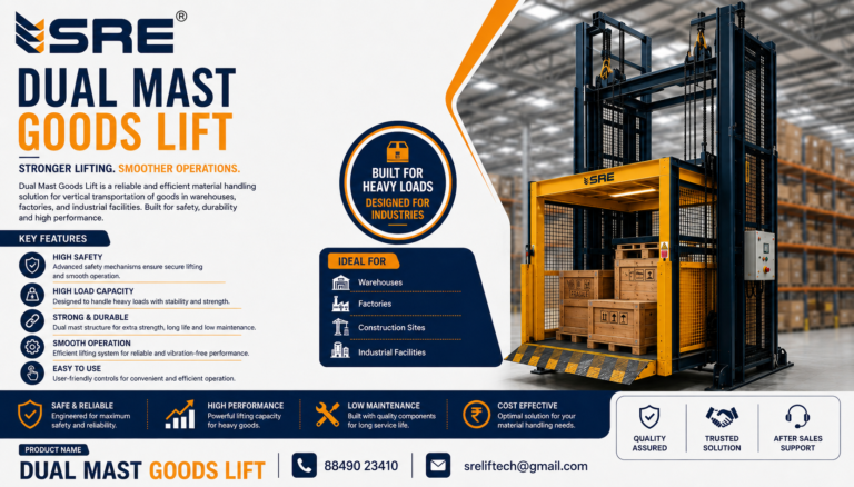 Dual mast goods lift Benifites