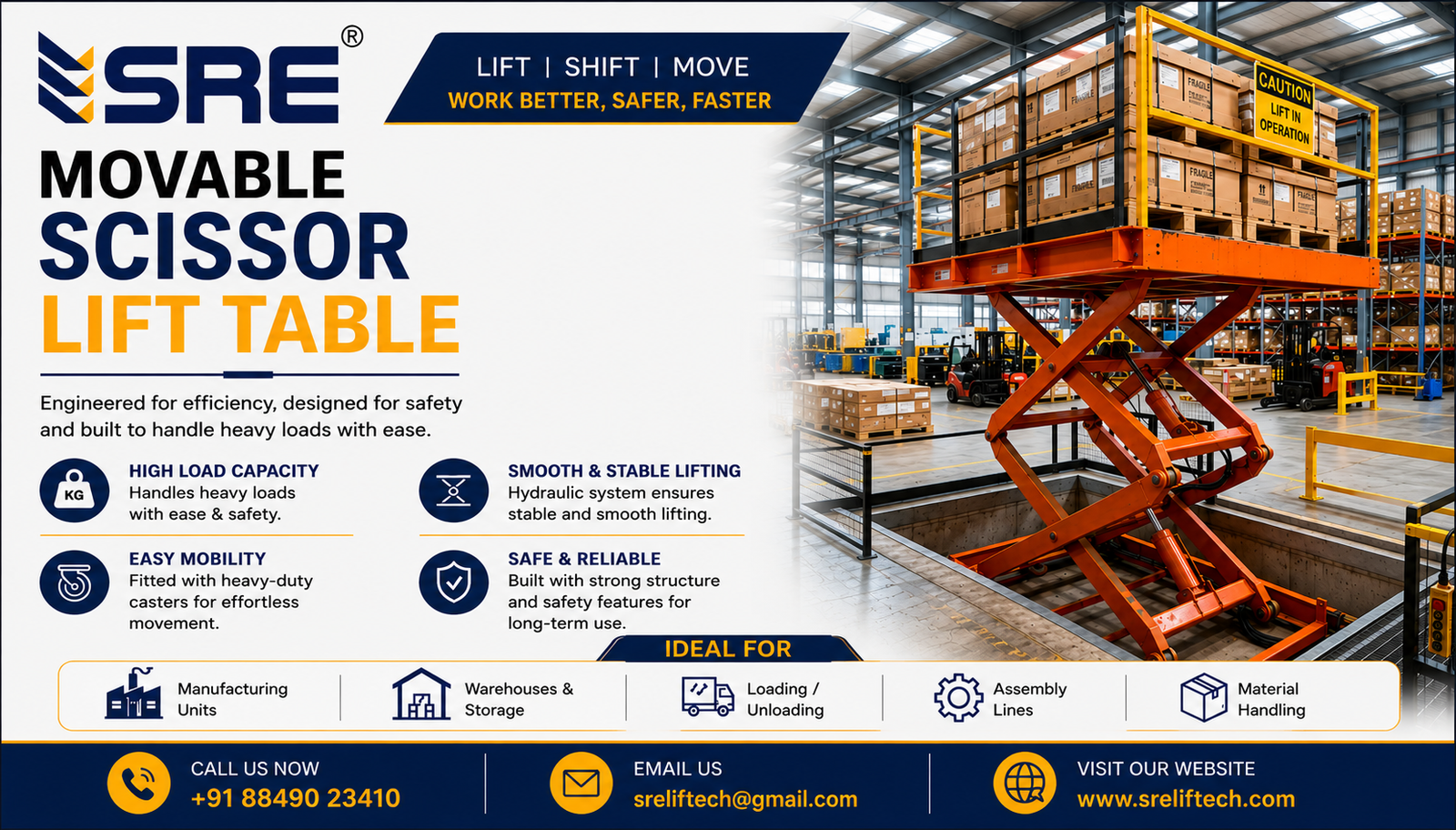 Movable Scissor Lift for Industrial Applications