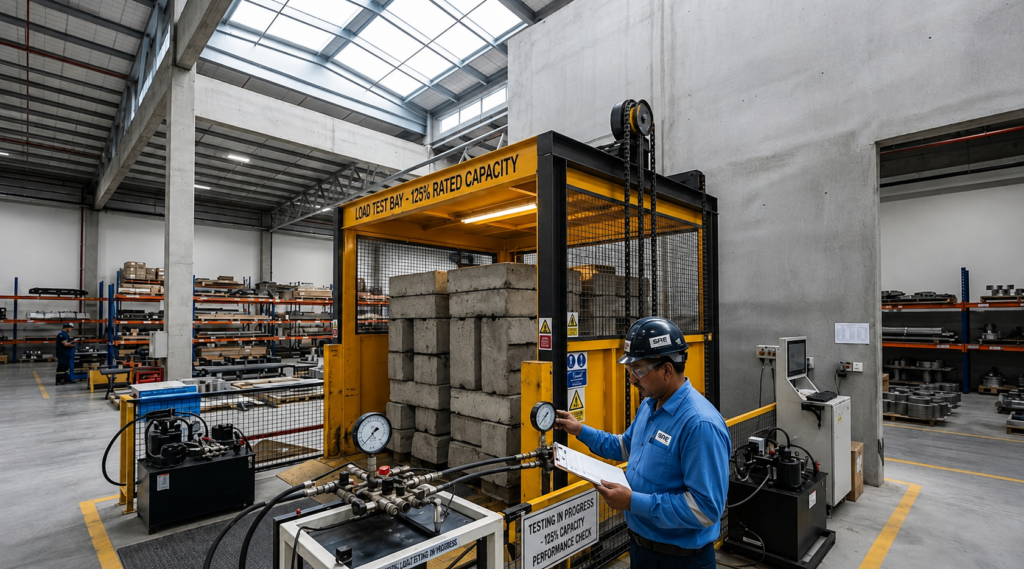 goods lift 125 percent load testing in gujarat
